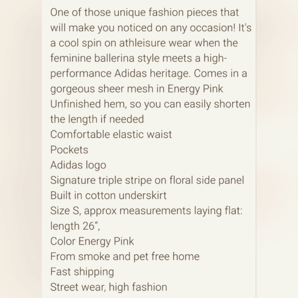 ADIDAS Pink Sheer Tulle Overlay Mesh 3 Blue Stripes Floral Embroidery Skirt EC S - Picture 11 of 16